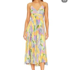 ASTR The Label Multicolor Pleated Midi Dress
